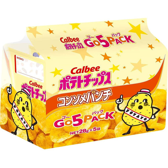 Calbee Potato Chips Consomme Punch Go 5 Packs 4.9 oz (140 g) x 8 Bags