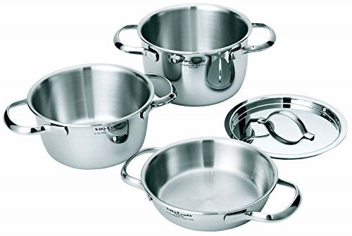 Vitacraft Two-handed pan IH compatible Stainless steel lid with 10-year warranty 4-piece set Mini pan set 2800