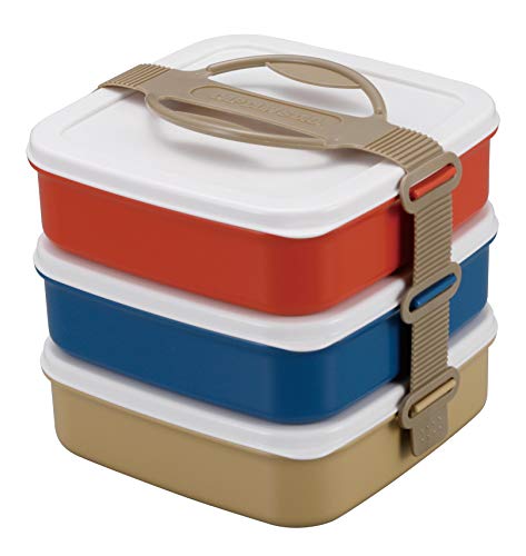 CAPTAIN STAG UT-55 Lunch Box, Picnic Box, 3 Tiers, Made in Japan, Width 7.1 x Depth 7.1 x Height 6.9 inches (180 x 180 x 175 mm)