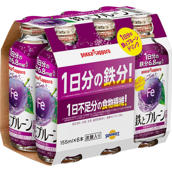 Pokka Corporation 1 day's worth of iron and prune drink 155ML x 6 bottles
