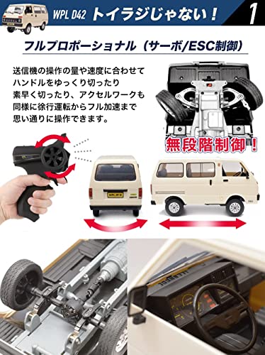 WPL Japan D42 WPL Genuine Product, Technical Compliance Certified, 110  Scale, Kei Van with Battery, RC Car, Childrens Toy, Retro, Predecessor  Color,