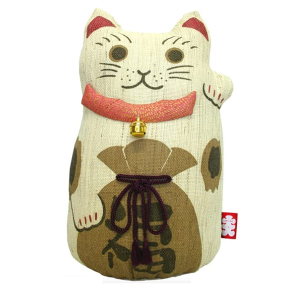 Kyoto Rakusan Cat Figurine, Doll, Large Design, Hand-Dyed, Hemp Doll, Maneki Neko / Large, Lucier Japan, Hemp Fabric, Figurine, Doll, Plush Interior, Display, Mascot, Animal (Maneki Cat (Large))