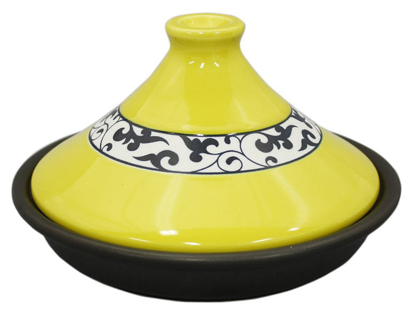 Hasami herusi-tazin Pot (fluorine processing Grilled Net with) 21 cm Yellow Arabesque ID 09 502