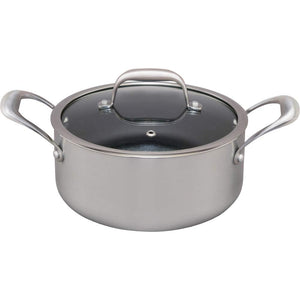 Iris Ohyama DG-P20 Pot, Double-Handled Pot, 7.9 inches (20 cm), Gas Flame and Induction Heating Compatible, Easy Care, Durable, Diamond Grace Silver