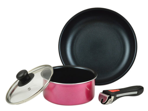 PA-RU Metal POTS PANS Set of 4 IH CORRESPONDING BURU-DAIYAMONDOKO-TO Cookware Set of 4 Product by Hb-3105