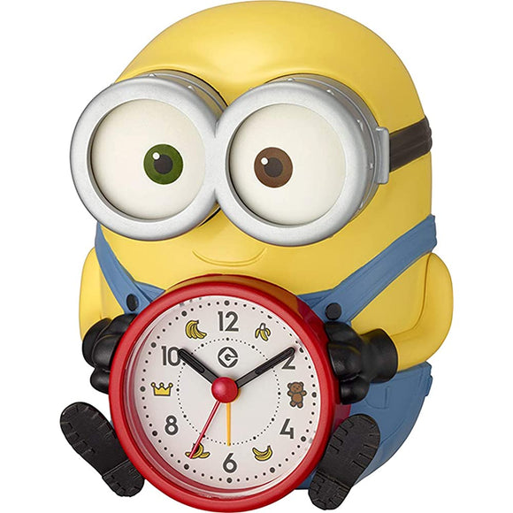 Rhythm 4REA30ME33 Mini On/Bob Table Clock, Alarm Clock, Voice Alarm, Yellow, 6.0 x 4.8 inches (15.2 x 12.1 x 12.3 cm)