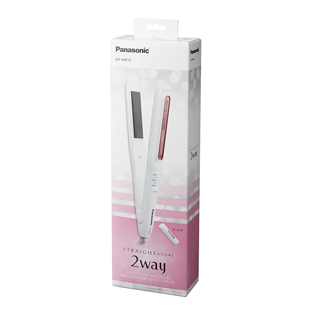 Panasonic Hair Iron EH-HW12-W, For both curly and straight hair, Can be  used abroad, 1.3 inches, White