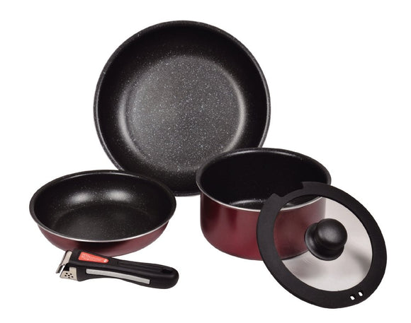 pa-ru Pots Pans Set of 5 IH corresponding Marble processing Cookware kureria HB 1370