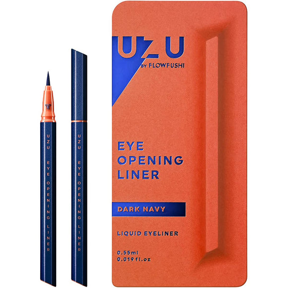 [2022 New Color] UZU BY FLOWFUSHI Eye Opening Liner [Dark Navy] Liquid Eyeliner Hot Water Off Alcohol Free Dye Free Hypoallergenic