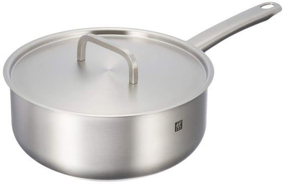Zwiiling 66241-240 Moment Deep Pan with Lid, 9.4 inches (24 cm), Saute Pan, Single Handled Pot, Fluorine Coating, 3 Layers, Induction Compatible, Japanese Genuine Product