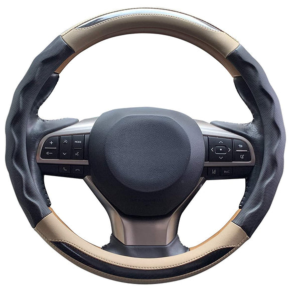 Linxas Steering Wheel Cover, Light Car, Steering Cover, Passenger Car, O-Shape, S Size, 3D Grip, All Seasons, Stylish, Beige