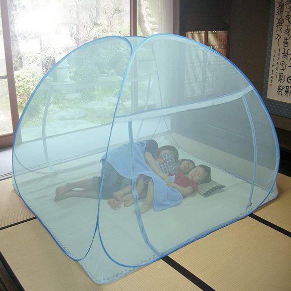 Hagihara 158003070 Mosquito Net, One-Touch Mosquito Net, Blue, Approx. 7.9 x 7.9 x 6.1 inches (200 x 200 x 155 mm), Foldable, 158003070