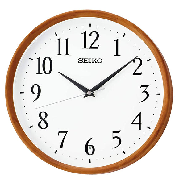 Seiko Clock KX264B Wall Clock, Natural, Radio Controlled, Tea Wood, Diameter 12.6 x 2.0 inches (320 x 52 mm)