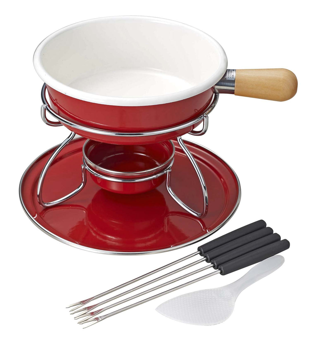 Pearl Metal Belmani Enamelled Red Mini Fondue Pot Set – Goods Of Japan