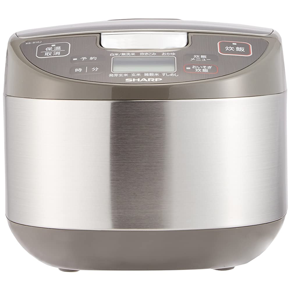 Sharp KS-S10J-S Rice Cooker, Microcomputer Method, 5.5 Cups, Black Thick  Pot, Spherical Cooking, Silver