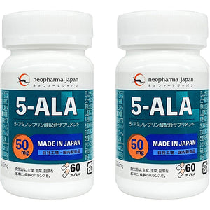 Neopharma Japan 5-ALA 50mg Amino Acids 5-Amino Levulic Acid Blended Supplement 60 Tablets (60 Day Supply) Made in Japan, 2 items