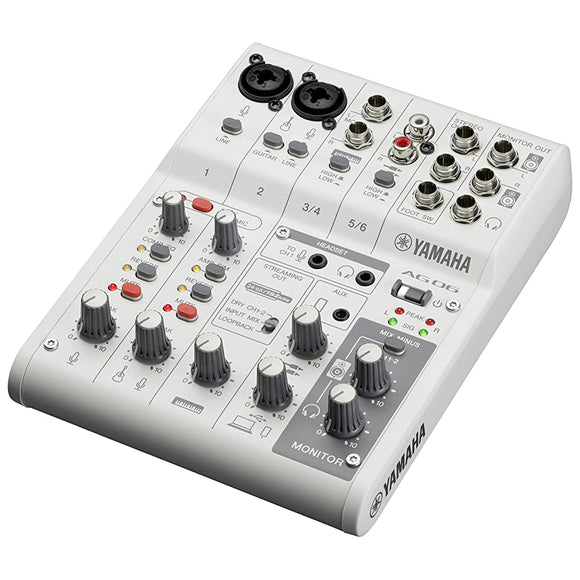 Yamaha AG06MK2 W Live Streaming Mixer, 6 Channels, White