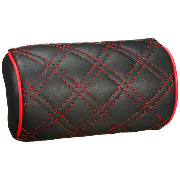 Clazzio 09EOA0003d QUILTED NECK PAD, Black Leather x Red Stitching