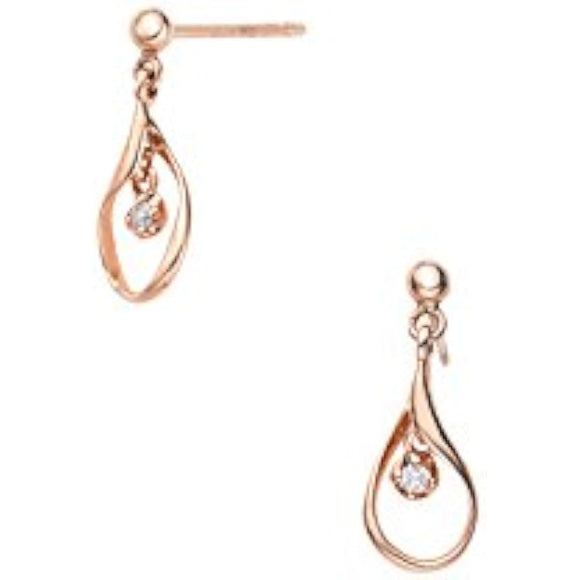 Vendome Aoyama Earrings K10 Pink Cold Swing Diamond Drop AJAA2217 DI