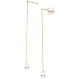 [Vendome Aoyama] Earrings K10 Yellow Gold Freshwater Pearl Double Catch Chain AJVA2261 PF