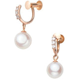 Vendome Aoyama Earrings K18 Pink Cold Akoya Pearl Diamond AGAE1139 PA