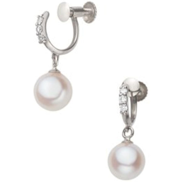 [Vendome Aoyama] Earrings K18 White Cold Akoya Pearl Diamond Swing AGBE1139 PA