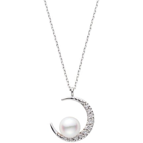 [Vendome Aoyama] Necklace Platinum Akoya Pearl Diamond Moon APVN185245PA