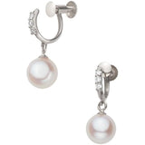 [Vendome Aoyama] Earrings K18 White Cold Akoya Pearl Diamond Swing AGBE1139 PA