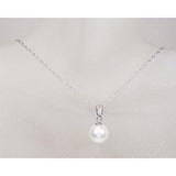 [You and My Jewelry Box] Platinum Frame Genuine Akoya Pearl Pendant Necklace - Domestic Pure Japanese Beads 8.5mm Diamond [Birthstone June] <Made in Japan>