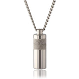 Leger Pill Case Portable Medicine Holder Titanium 70cm Necklace Made in Japan Waterproof Knurled Slim PC06-1