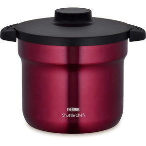 Thermos KBJ-4501 R Shuttle Chef Vacuum Insulated Cooker, 1.1 gal (4.3 L), For 4 to 6 People, Red, Cooking Pot, Fluorine Coating