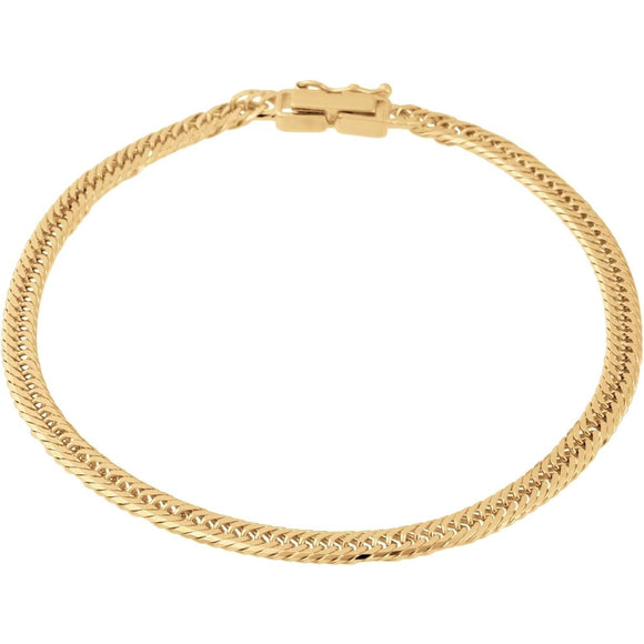 [Fairy Cullet] 18K Bracelet, 8-sided Triple Kihei Chain, Made in Japan, 18K Gold, Middle Clasp