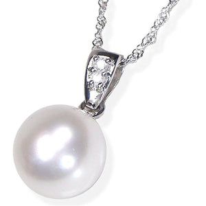 [You and My Jewelry Box]  Platinum Frame Genuine Akoya Pearl Pendant Necklace with Japanese Pure Japanese Beads 8.5mm Diamond [Birthstone June] [Jewelry] <Made in Japan>