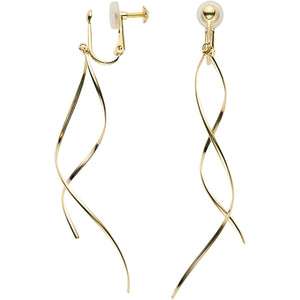 [Vendome Aoyama] Earrings K10 Yellow Gold Wave Long AJVE2291 YG