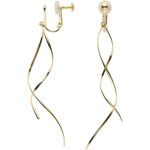 [Vendome Aoyama] Earrings K10 Yellow Gold Wave Long AJVE2291 YG