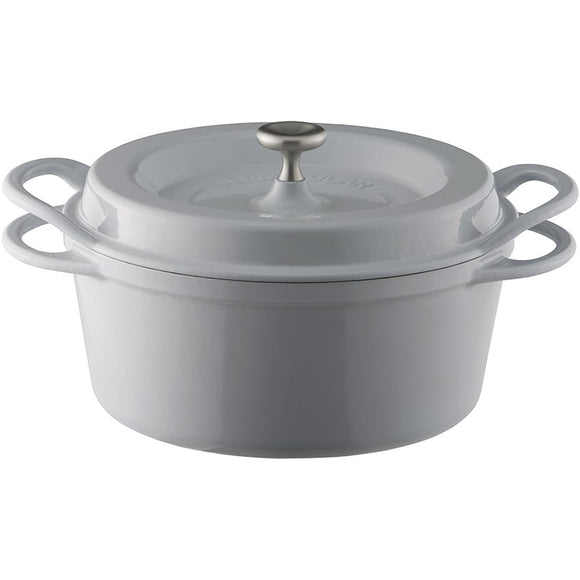 Vermicular Oven Pot Round 22cm Anhydrous Enamel Pot with Special Recipe Book Gray