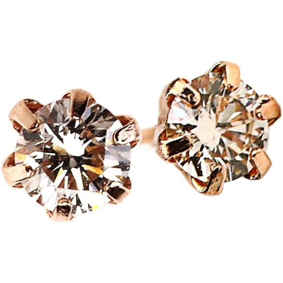 OKKO Diamond Earrings 0.1ct Single Leave-on Women's Gift Mother's Day Sorry I'm Late K18 Natural Diamond Pink Gold