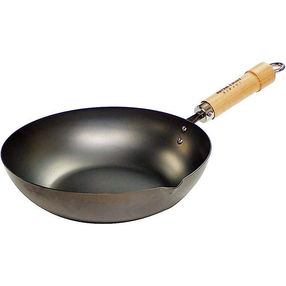 River Light Iron Frying Pan, Kyoku, Japan, 11.0 inches (28 cm), Induction Compatible, Wok, Made in Japan