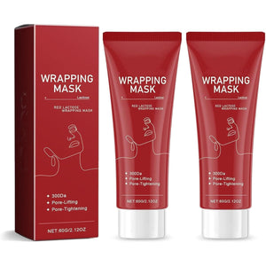 2Pcs Red Lactose Wrapping Mask, Peel-Off Anti-Wrinkle Lifting Glowing Face Mask, For Tightening, Elasticity & Hydration Care, Reduces Sagging & Dullness Skin Care Mask