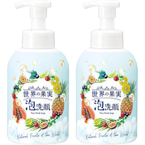 Fruits of the World 2-Pack Refreshing Foam Facial Cleanser Facial Cleanser Pore Cleansing Additive-Free Large Capacity Papain Enzymes Lava Craque Cleans Deep Pores Contains Beauty Ingredients Derived from Fruits of the World Made in Japan Shining Cos