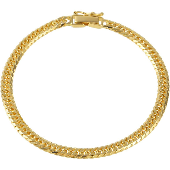 [Fairy Cullet] 18K Gold Bracelet K18 6-sided W Kihei Chain Made in Japan Certification Stamp 10g 18cm Middle Clasp