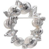 [Vendome Boutique] Cubic Zirconia Shell Pearl Wreath Brooch VBPV9013 UW