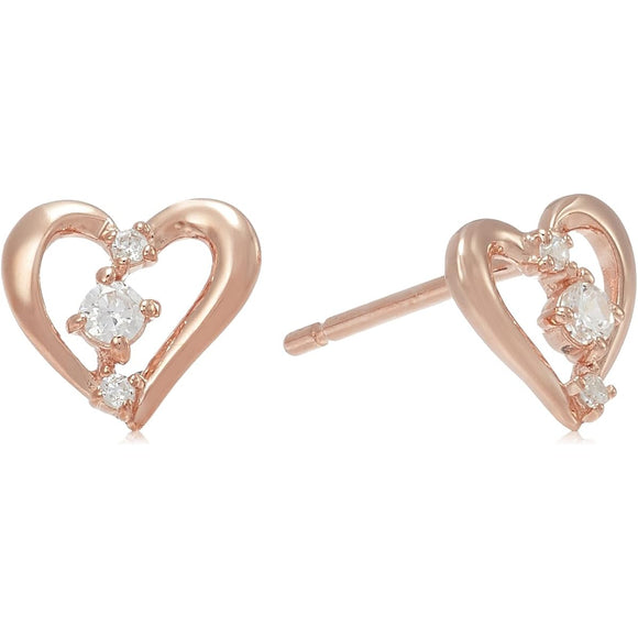 VA Vendome Aoyama Earrings, Silver 925, Pink Gold, Cubic Zirconia, Heart, GS9A0112 CZ