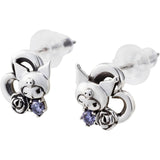 [White Clover] Kuromi Earrings Silver 925 Cubic Zirconia Oxidized Heart Flower KUROMI Sanrio Characters SAKU-P005