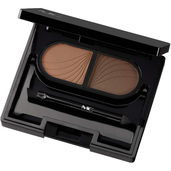 Eyebrow Powder Powder Brow 4-piece set Dark Brown Brown Refill & Case & Brush (Eyebrows) [Meiko Colors]