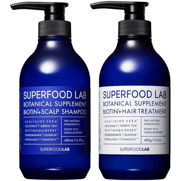 SUPERFOOD LAB ORGANICS [Shampoo & Treatment Body Set (16.9 fl oz (480 ml) & 16.9 oz (480 g) SUPERFOOD LAB Non-Silicone, Non-Parapen, Biotin Formulation, Additive-Free SFL