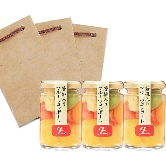 Fumiko Farm Retirement, Petite Gift, Retirement Gift, Thank You, Household Celebration, Fruit Mix Compote, 4.9 oz (140 g), Stylish Jelly in Jelly, Made in Wakayama Prefecture, 3 Pieces Small Craft