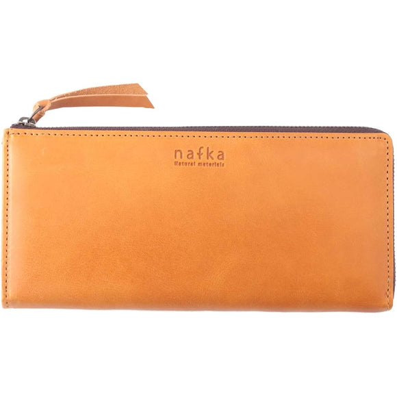 Nafka nafka Long Wallet, Women's, Genuine Leather, Mostro Leather, Simple, L-shaped Zipper, Thin Gusset, Wallet, Made in Japan NFK-72006 Yellow