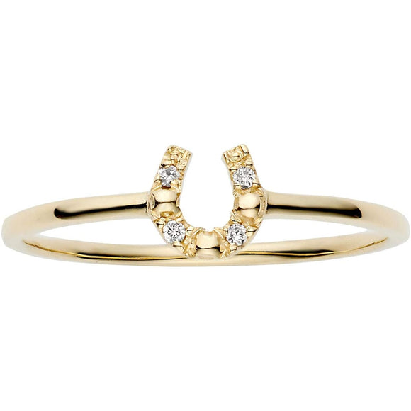 VA Vendome Aoyama Ring, K10 Yellow Gold, 4 Diamond Stones, Horseshoe, Size 13 GJVR028113DI