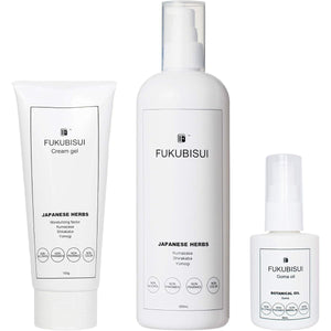 Amulet Skin Care FUKUBISUI Moisturizing 3-Piece Kit Lotion & Cream Gel & Sesame Oil Face and Body Lotion Contains Plant Extracts Large Capacity Moisturizing Men's Whitening Non-paraben Non-alcohol Fragrance-free Color-free Sensitive Skin Dry Skin Moi